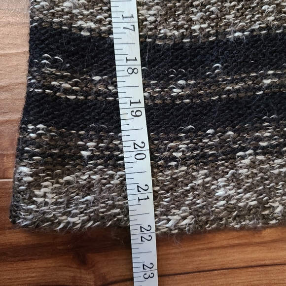 Black Brown Cowl Neck Knit Alpaca Wool Blend Neutral Cozy Sweater Womens Medium - Picture 9 of 9